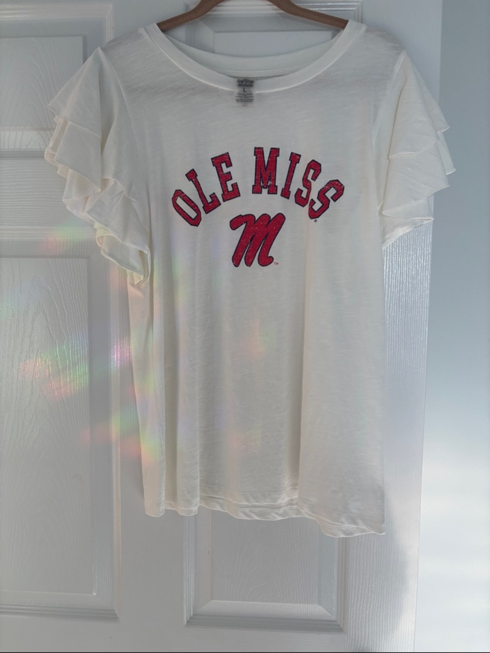 Ole Miss large ruffle sleeve
NWOT